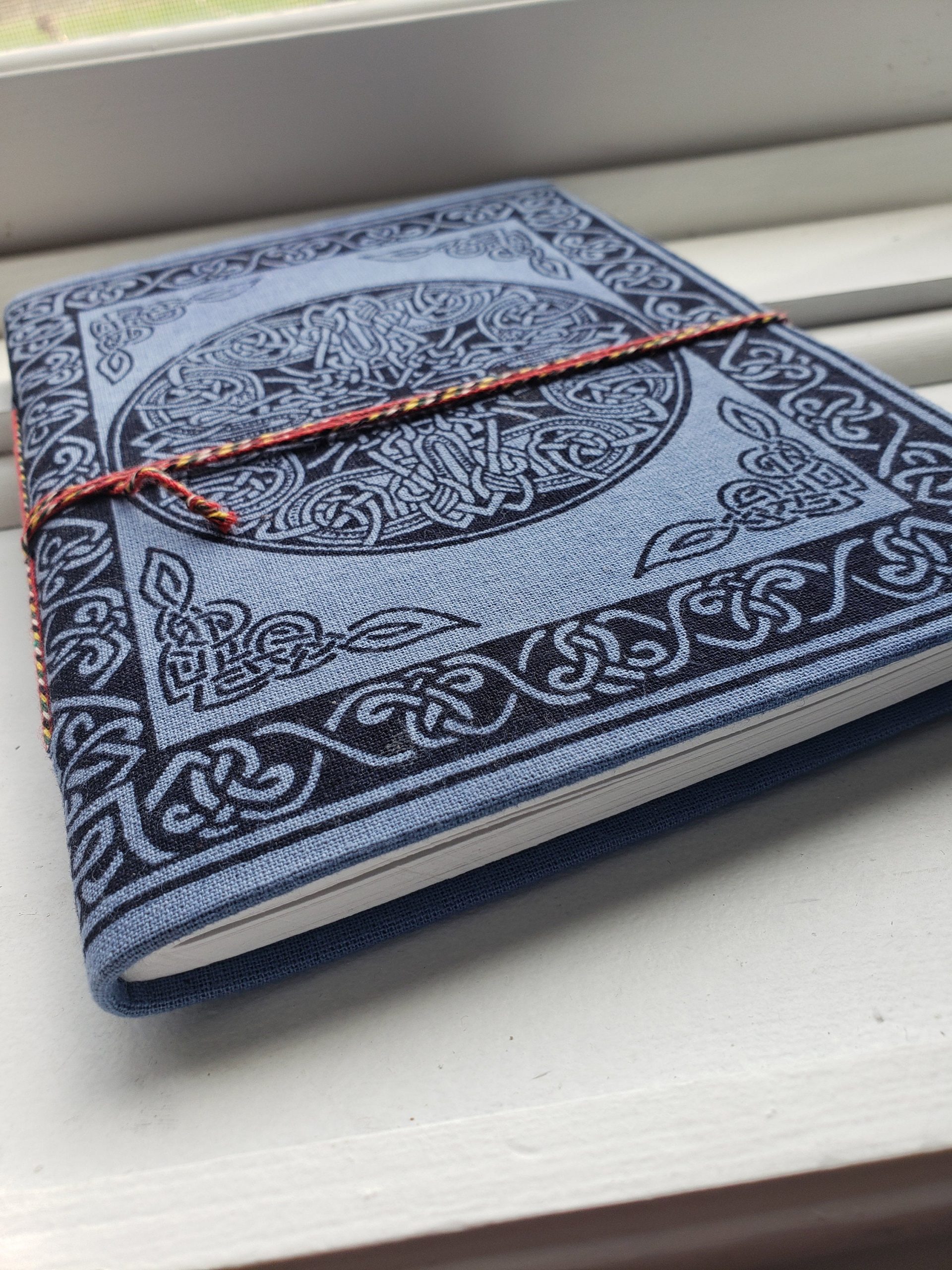 Celtic Knot Journal, Welsh Fabric Notebook , Irish Cotton Scrapbook,  Recycled Paper, Hard Cover Writing Book, Gift For Writers