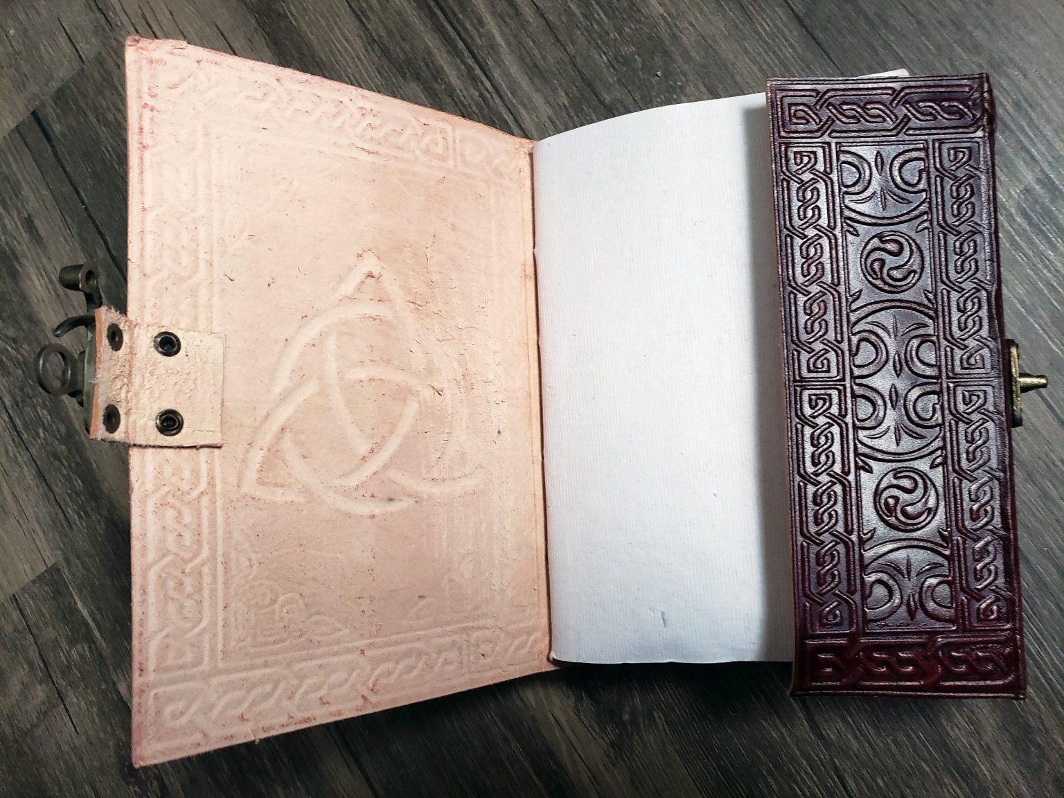 Leather Triquetra Celtic Knot Journal, Welsh Embossed Notebook , Irish
