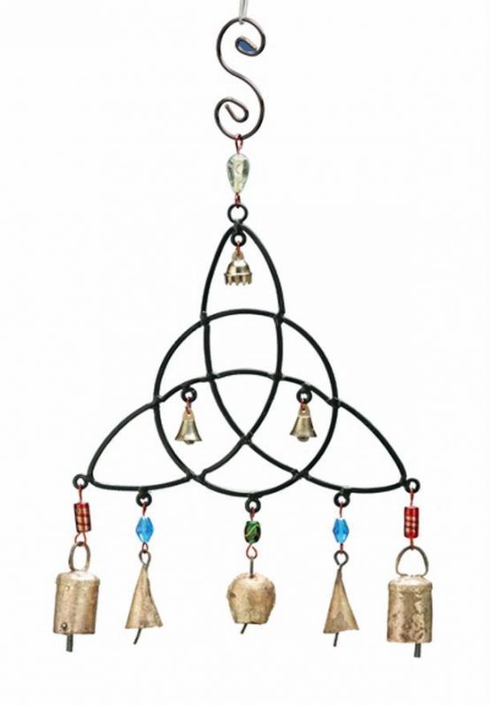 Metal Celtic Knot Wind Chime, Irish Sun Catcher with Bells, Iron Welsh