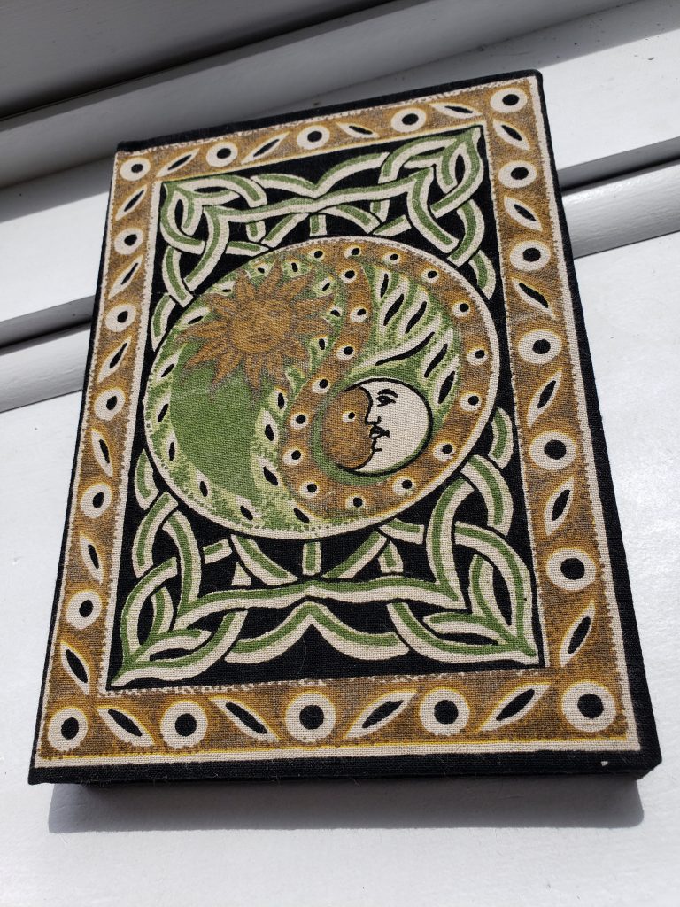 Sun Moon Celtic Knot Journal, Welsh Fabric Notebook , Irish Cotton