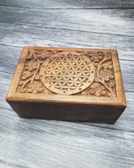 Flower of Life Wood Celtic Box, Irish Wooden Box, Renaissance Welsh Keepsake Box, Hand Engraved Magic Box, Witch Tarot Card, Wiccan, Pagan