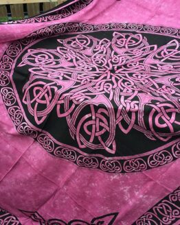 Rose Celtic Circular Knot Tapestry, Tie Dye, Irish Twin Bed Spread, Renaissance Festival Wall Hanging, Welsh Table Cloth, 100% Cotton