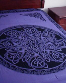Purple Celtic Circular Knot Tapestry, Irish Twin Bed Spread, Renaissance Festival Wall Hanging, Welsh Table Cloth, 100% Cotton Decoration