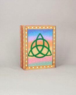 Stone Inlay Triquetra Wood Celtic Box, Irish Wooden Box, Renaissance Welsh Keepsake Box, Colorful Magic Box, Witch Tarot Card, Wiccan, Pagan