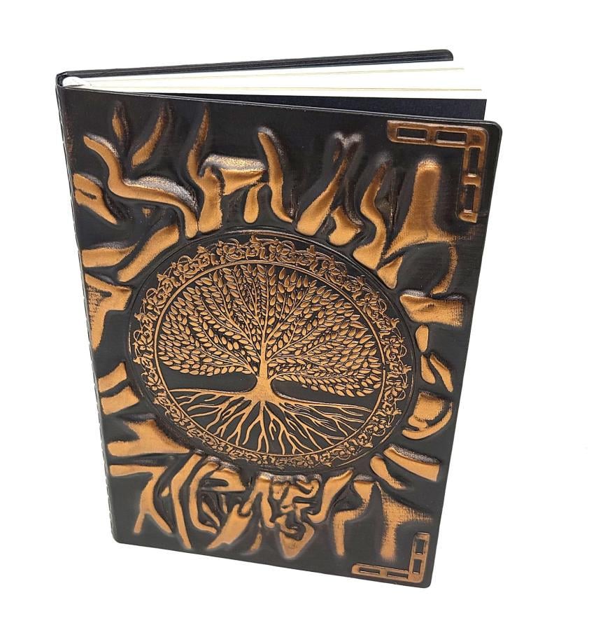 Tree of Life Embossed Leather Journal, Welsh Hard Back Notebook, Irish Scrapbook with Latch, Recycled Paper, Writing Book, Gift For Writers